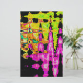Neon Glitch Abstracte kunst Poster Print Briefpapier (Staand voorkant)