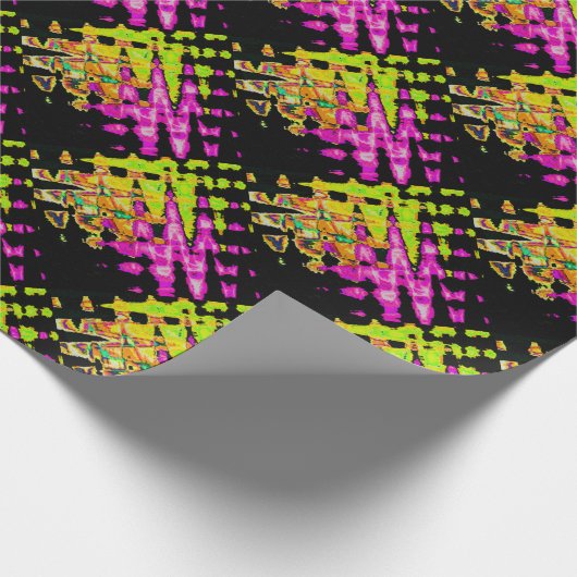 Neon Glitch Abstracte kunst Poster Print Cadeaupapier (Hoek)
