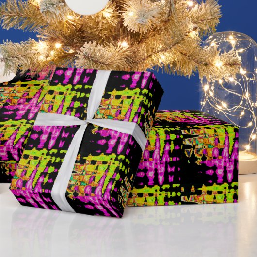 Neon Glitch Abstracte kunst Poster Print Cadeaupapier (Feestdagen)