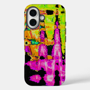 Neon Glitch Abstracte kunst Poster Print iPhone 16 Hoesje
