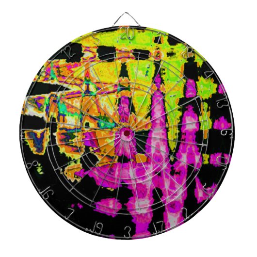 Neon Glitch Abstracte kunst Poster Print Dartbord (Voorkant)