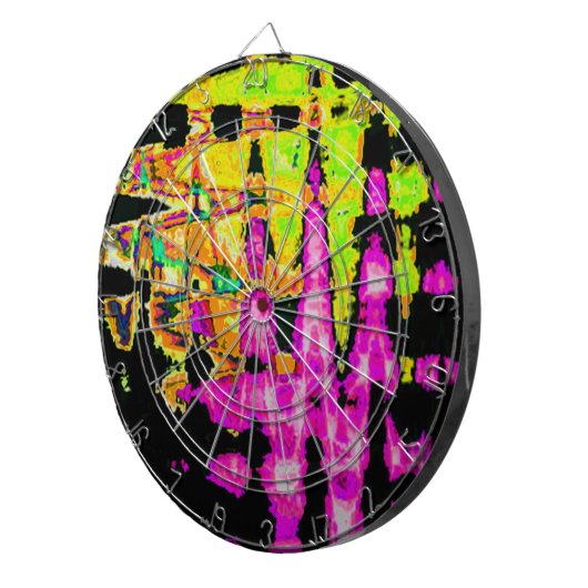 Neon Glitch Abstracte kunst Poster Print Dartbord (Voorkant Rechts)