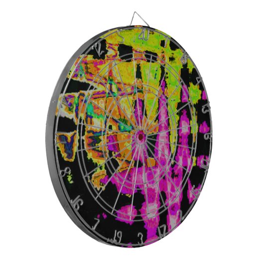 Neon Glitch Abstracte kunst Poster Print Dartbord (Voorkant Links)