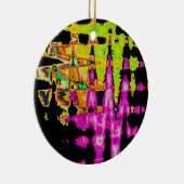 Neon Glitch Abstracte kunst Poster Print Keramisch Ornament (Rechts)