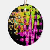 Neon Glitch Abstracte kunst Poster Print Keramisch Ornament (Links)