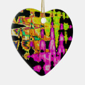 Neon Glitch Abstracte kunst Poster Print Keramisch Ornament (Rechts)