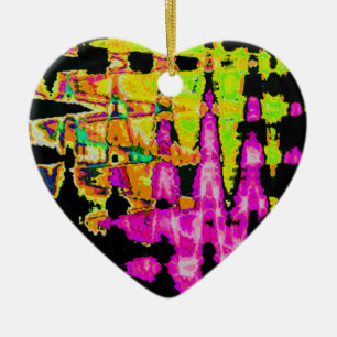 Neon Glitch Abstracte kunst Poster Print Keramisch Ornament