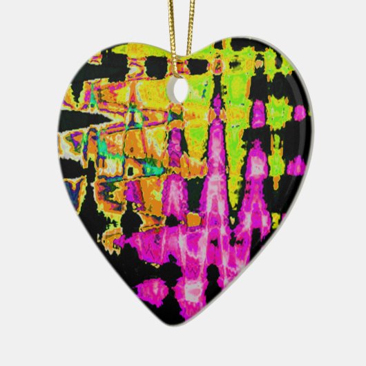 Neon Glitch Abstracte kunst Poster Print Keramisch Ornament (Links)