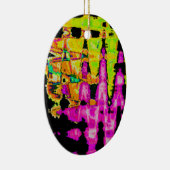 Neon Glitch Abstracte kunst Poster Print Keramisch Ornament (Rechts)