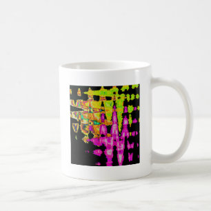 Neon Glitch Abstracte kunst Poster Print Koffiemok