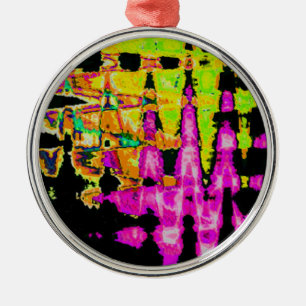 Neon Glitch Abstracte kunst Poster Print Metalen Ornament