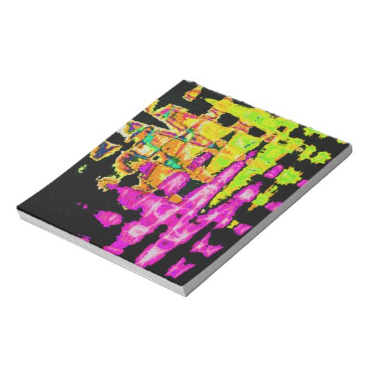 Neon Glitch Abstracte kunst Poster Print Notitieblok (Linkerzijde)