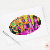 Neon Glitch Abstracte kunst Poster Print Ovale Sticker (Envelop)
