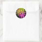Neon Glitch Abstracte kunst Poster Print Ronde Sticker (Tas)