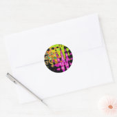 Neon Glitch Abstracte kunst Poster Print Ronde Sticker (Envelop)