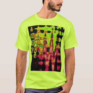 Neon Glitch Abstracte kunst Poster Print T-shirt