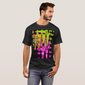 Neon Glitch Abstracte kunst Poster Print T-shirt (Voorkant volledig)