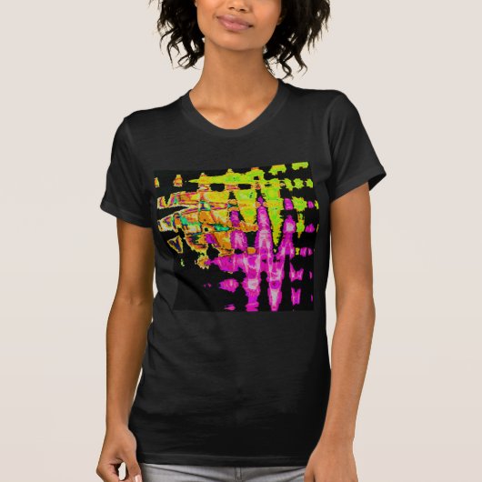 Neon Glitch Abstracte kunst Poster Print T-shirt (Voorkant)