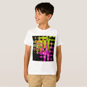 Neon Glitch Abstracte kunst Poster Print T-shirt (Voorkant volledig)
