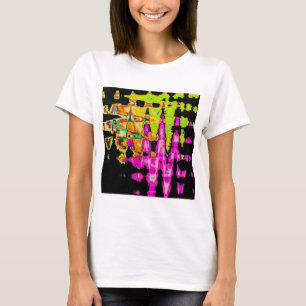 Neon Glitch Abstracte kunst Poster Print T-shirt