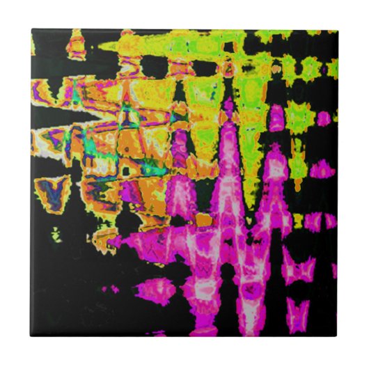 Neon Glitch Abstracte kunst Poster Print Tegeltje (Voorkant)