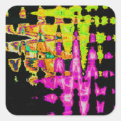Neon Glitch Abstracte kunst Poster Print Vierkante Sticker (Voorkant)