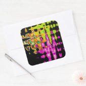 Neon Glitch Abstracte kunst Poster Print Vierkante Sticker (Envelop)