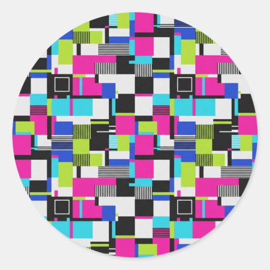 Neon Glitch Art Aesthetic Vinyl Sticker (Voorkant)