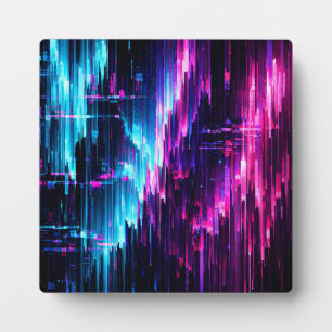 Neon Glitch Datastroom Abstract Fotoplaat