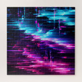 Neon Glitch Datastroom Abstract Legpuzzel (Horizontaal)