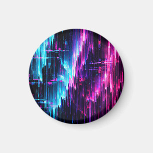 Neon Glitch Datastroom Abstract Magneet