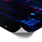 Neon Glitch Datastroom Abstract Poster (Hoek)