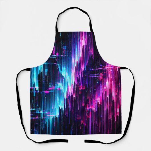 Neon Glitch Datastroom Abstract Schort (Voorkant)