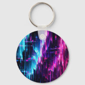 Neon Glitch Datastroom Abstract Sleutelhanger (Achterkant)