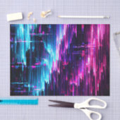 Neon Glitch Datastroom Abstract Tissuepapier (Craft)