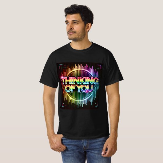Neon Glitch denkt aan jou Mannen Tshirt (Voorkant volledig)