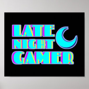 Neon Glitch Gamer Poster   Synthwave Kunst
