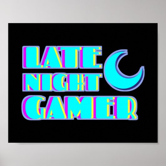 Neon Glitch Gamer Poster | Synthwave Kunst (Voorkant)