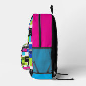 Neon Glitch Geometric Aesthetic Backpack Bedrukte Rugzak (Rechts)