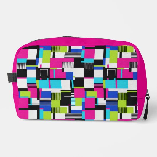 Neon Glitch Geometric Aesthetic Makeup Bag Toilettasje (Voorkant)