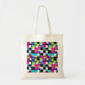 Neon Glitch Geometric Canvas Tote Bag (Voorkant)