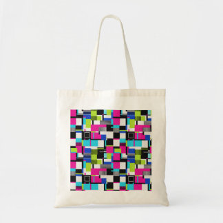 Neon Glitch Geometric Canvas Tote Bag