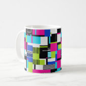Neon Glitch Geometric Ceramic Coffee Mug Koffiemok (Voorkant links)