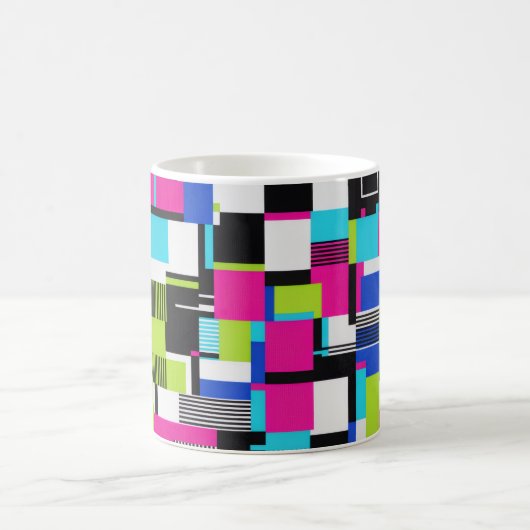 Neon Glitch Geometric Ceramic Coffee Mug Koffiemok (Center)