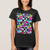Neon Glitch Geometric Cyberpunk T-Shirt (Voorkant)