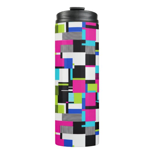 Neon Glitch Geometric Insulated Tumbler Thermosbeker (Voorkant)