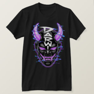 "Neon Glitch Oni Masker - DARW" T-shirt