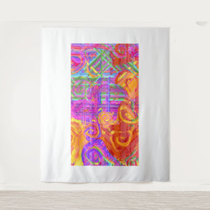 Neon Glitch Plaid Abstracte Wandtapijt Wandkleed