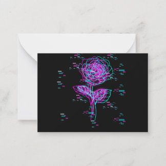 Neon Glitch Roos Ontwerp Notitiekaartje