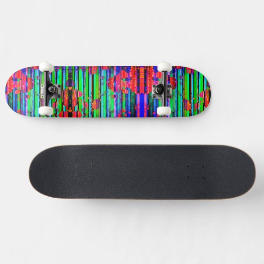 Neon Glitch Stripe Skateboard (Horizontaal)